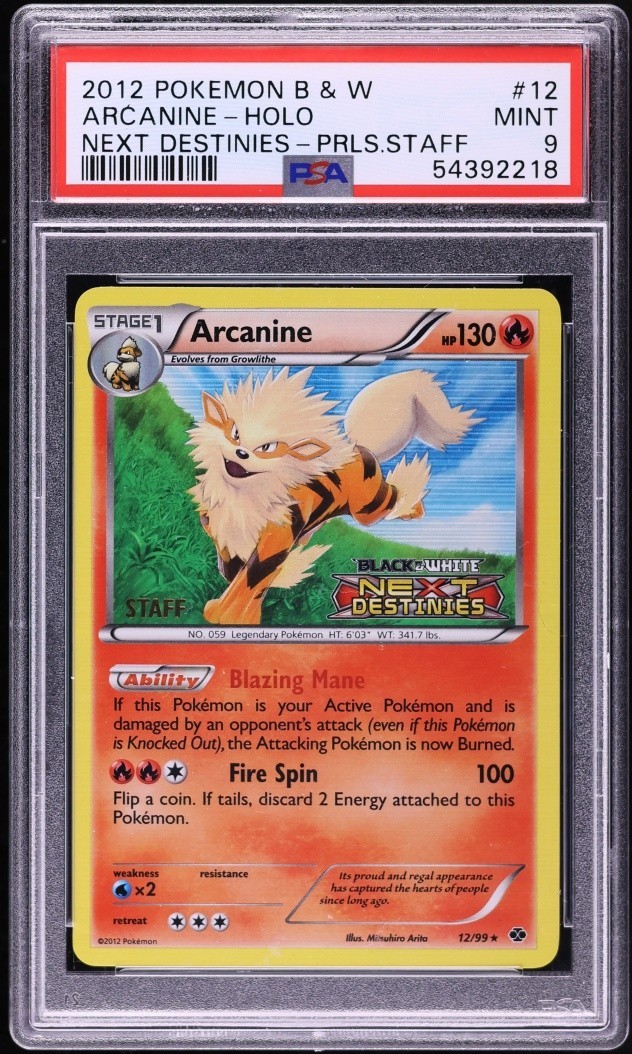2012 Pokemon Black & White Next Destinies Arcanine-Holo Prerelease-Staff 12