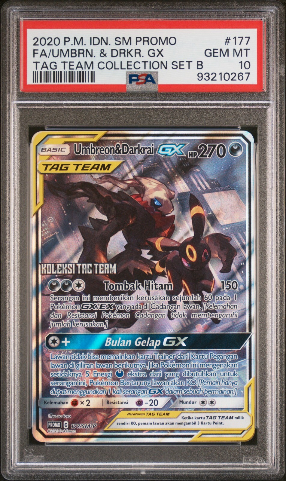 2020 Pokemon Indonesian SM Promo Full Art/Umbreon & Darkrai GX Tag Team Collection Set B 177