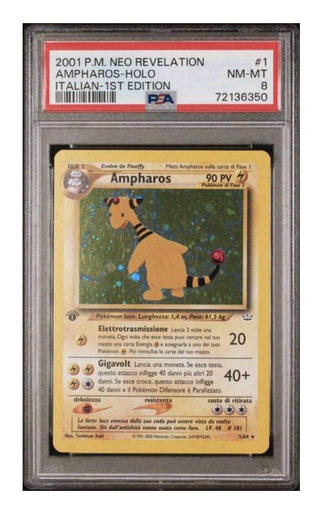 2001 Pokemon Italian Neo Revelation Ampharos-Holo 1st Edition 1