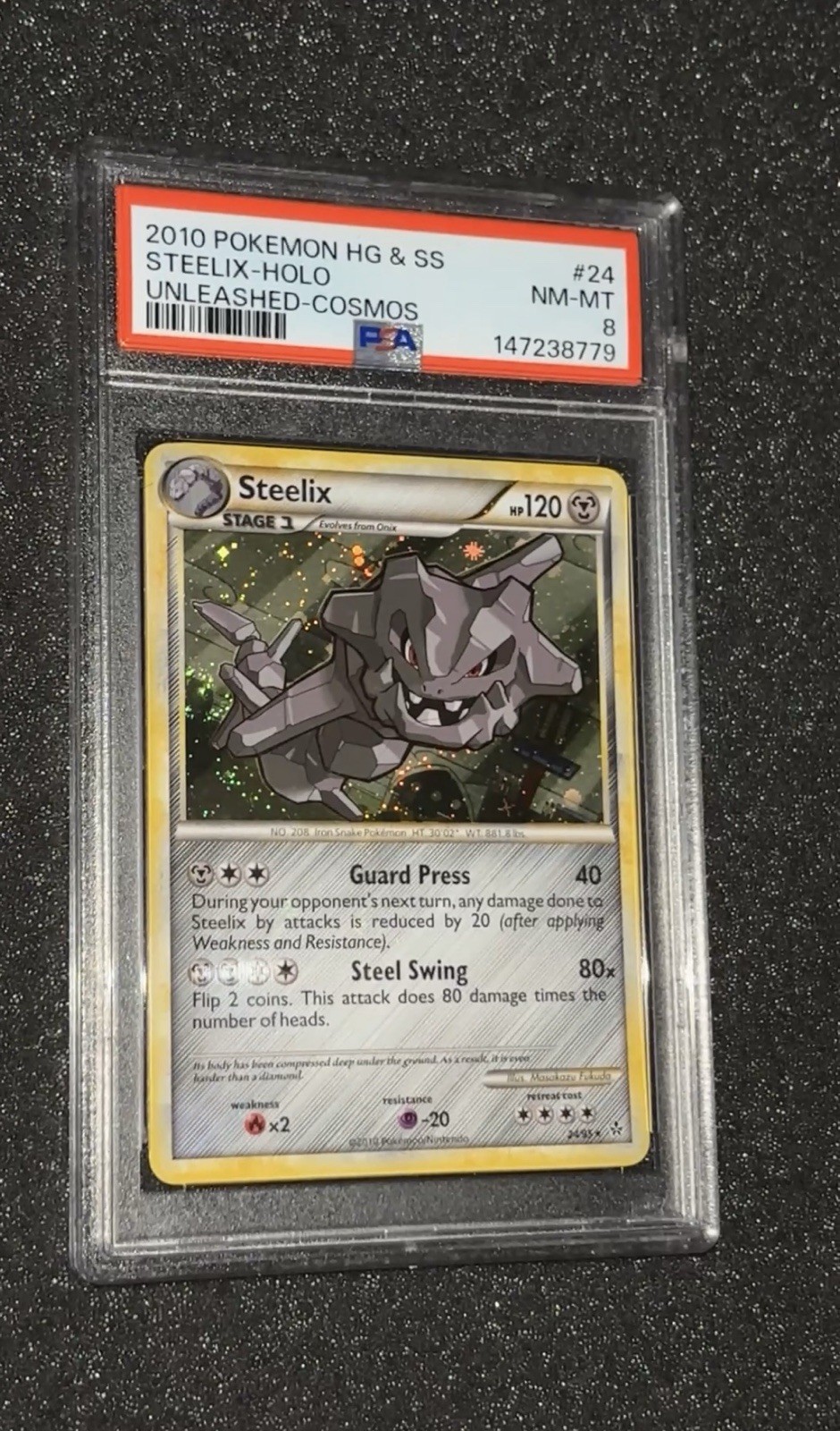 2010 Pokemon Heartgold & Soulsilver Unleashed Steelix-Holo Cosmos 24