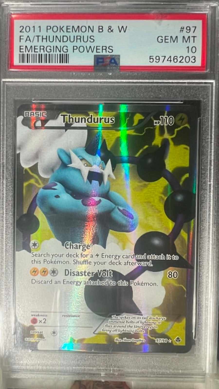 2011 Pokemon Black & White Emerging Powers Full Art/Thundurus 97