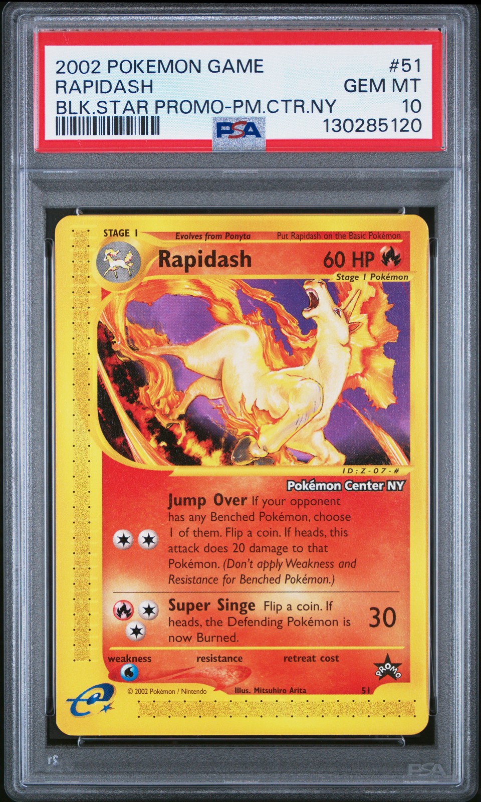 2002 Pokemon Game Promo Rapidash Black Star-Pokemon Center NY 51