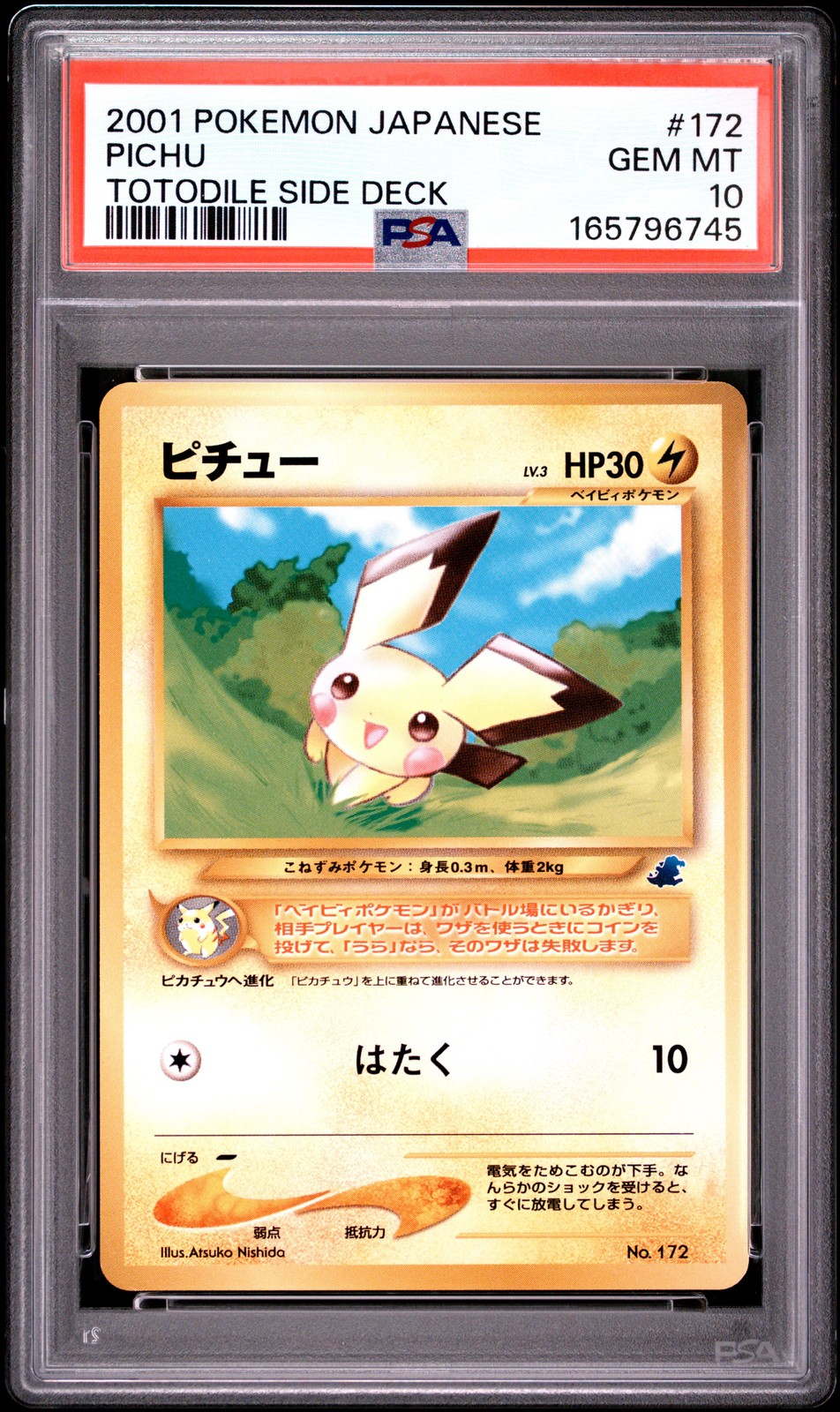 2001 Pokemon Japanese Totodile Side Deck Pichu 172