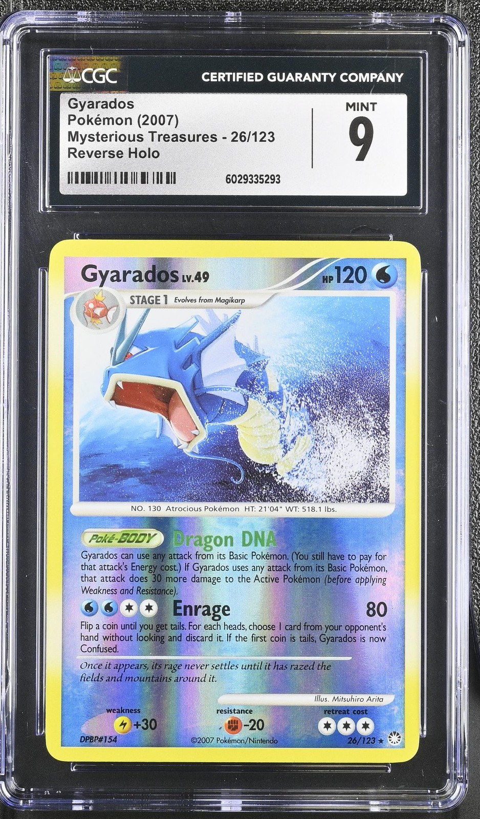 2007 Mysterious Treasures - English Gyarados Rare Reverse Holo 26/123