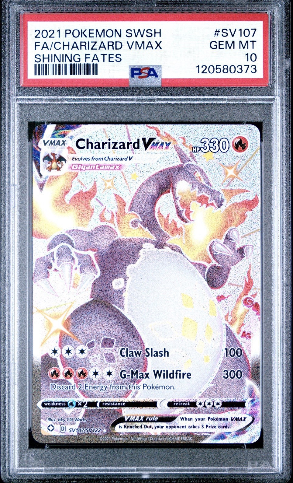 2021 Pokemon Sword & Shield Shining Fates Full Art/Charizard Vmax SV107