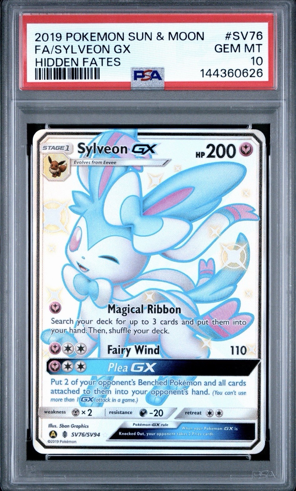 2019 Pokemon Sun & Moon Hidden Fates Full Art/Sylveon GX SV76