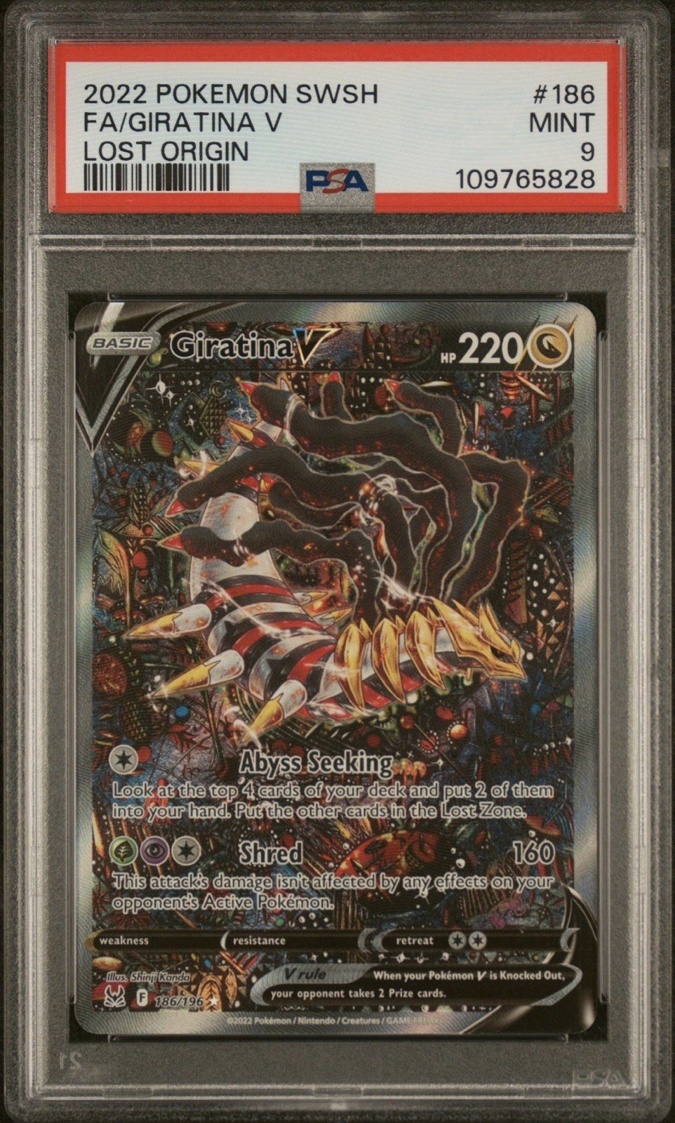 2022 Pokemon Sword & Shield Lost Origin Full Art/Giratina V 186