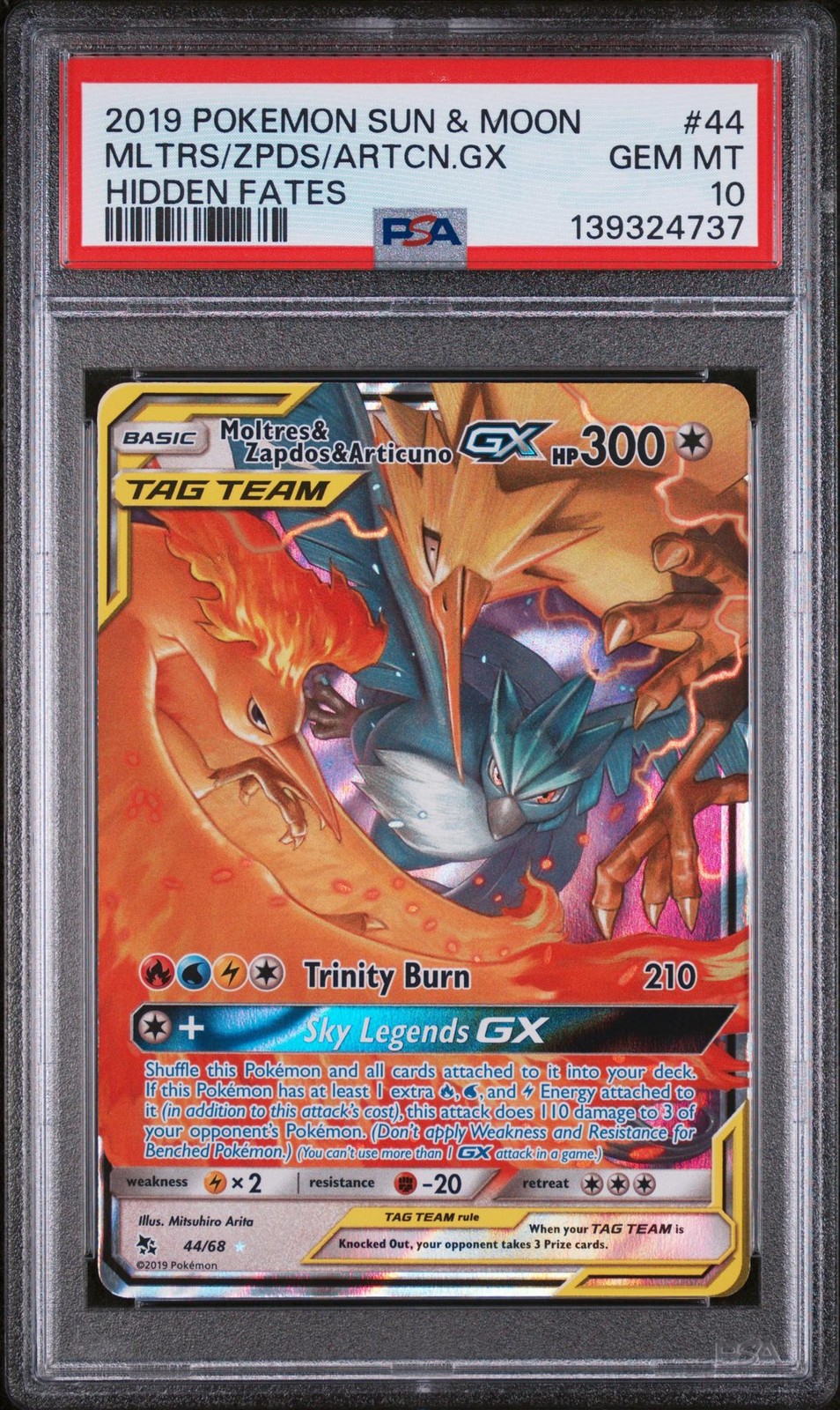 2019 Pokemon Sun & Moon Hidden Fates Moltres & Zapdos & Articuno GX 44
