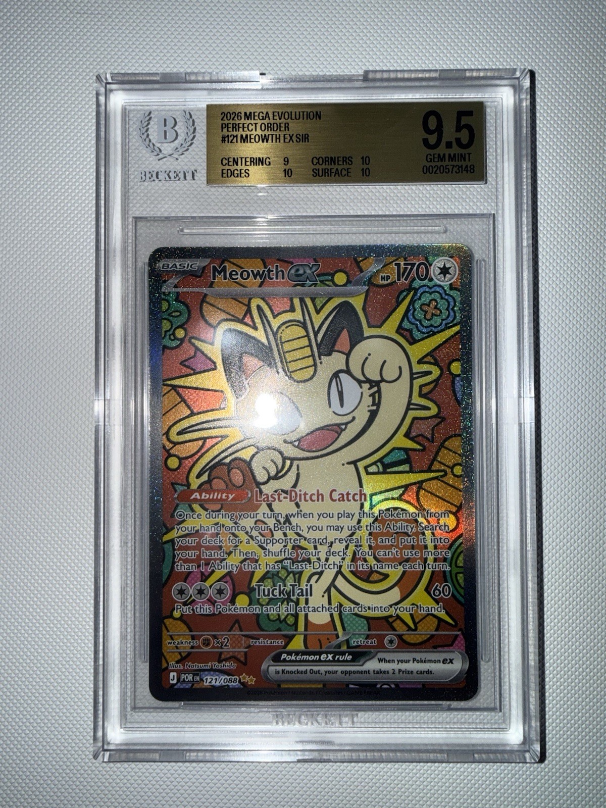 2026 Pokemon TCG Mega Evolution Perfect Order Meowth ex SIR 121
