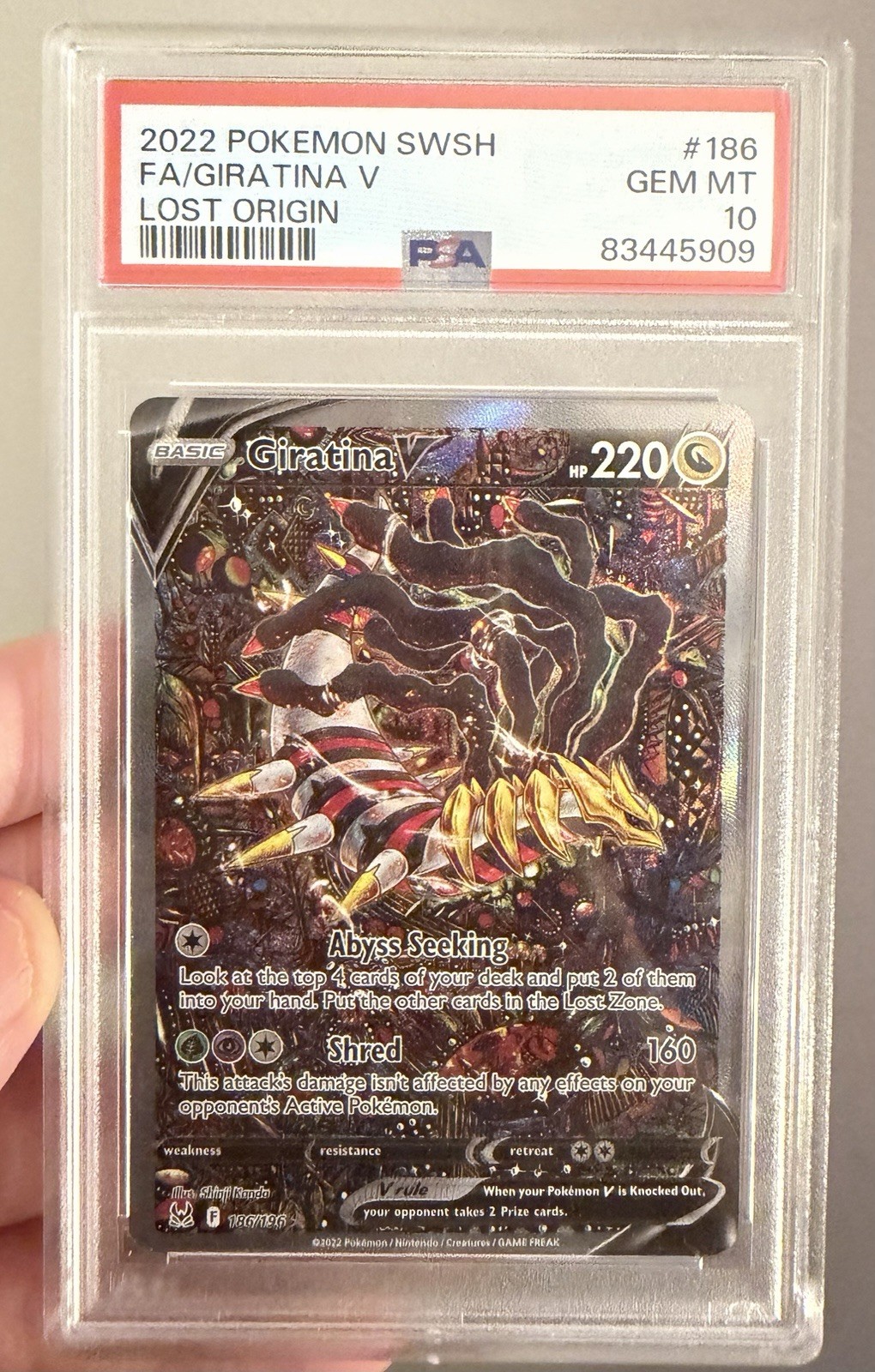 2022 Pokemon Sword & Shield Lost Origin Full Art/Giratina V 186