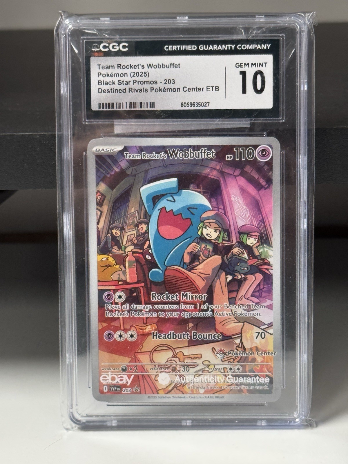 2025 Black Star Promos - Scarlet & Violet SVP EN - English Team Rocket's Wobbuffet Destined Rivals Pokémon Center ETB (Holo) 203