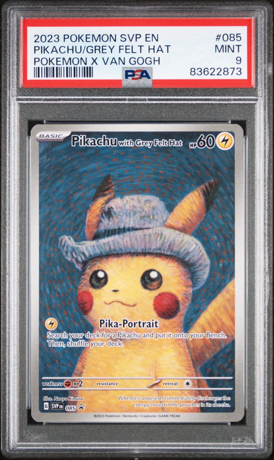 2023 Pokemon Svp EN-SV Black Star Promo Pikachu With Grey Felt Hat Pokemon X Van Gogh 085