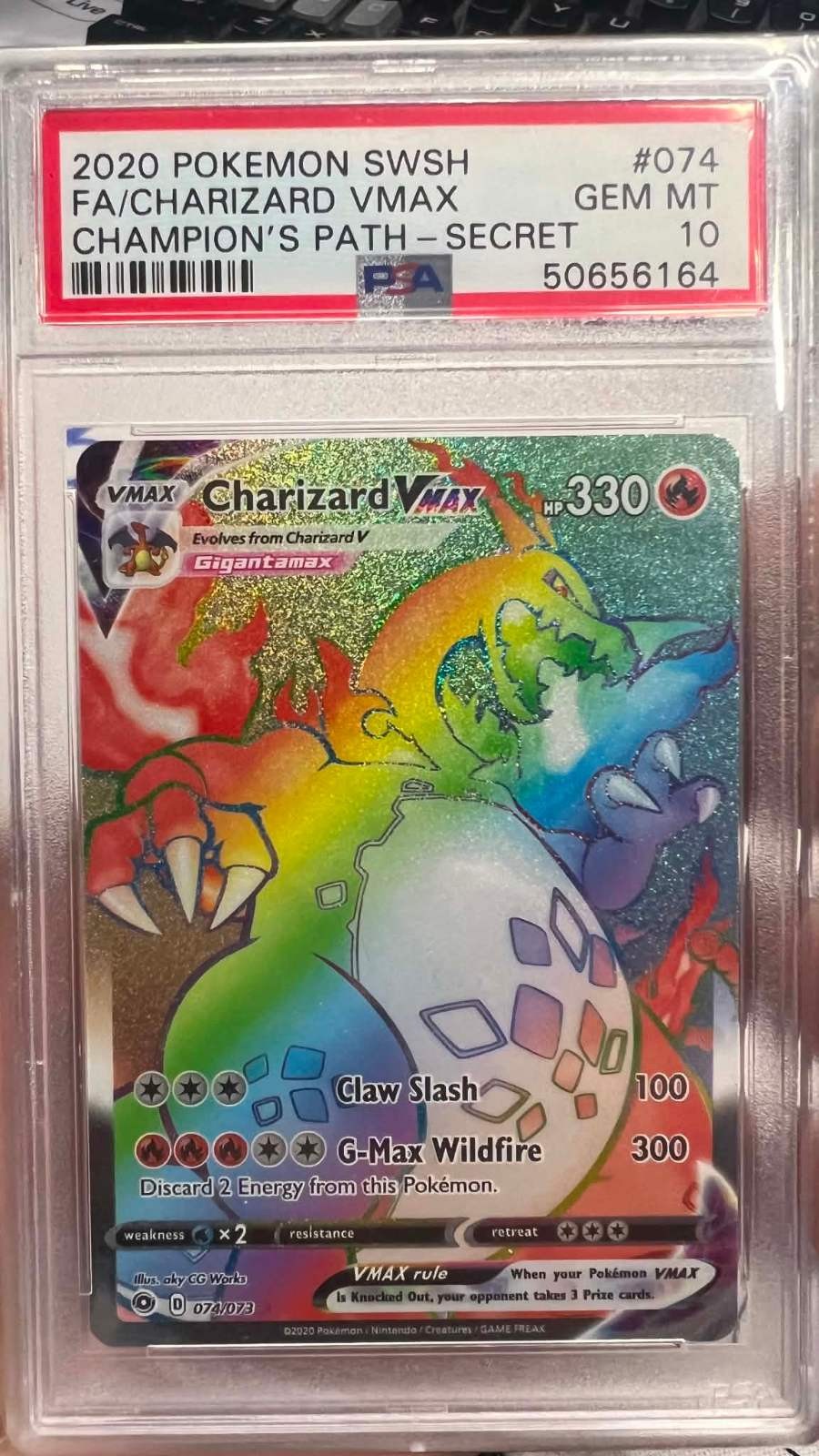 2020 Pokemon Sword & Shield Champion's Path Full Art/Charizard Vmax Secret 074