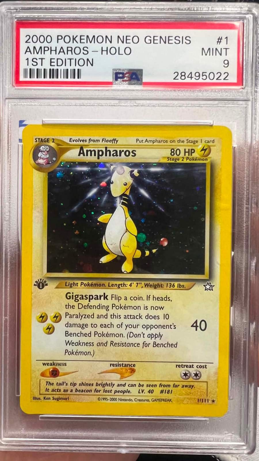 2000 Pokemon Neo Genesis 1st Edition Ampharos-Holo 1