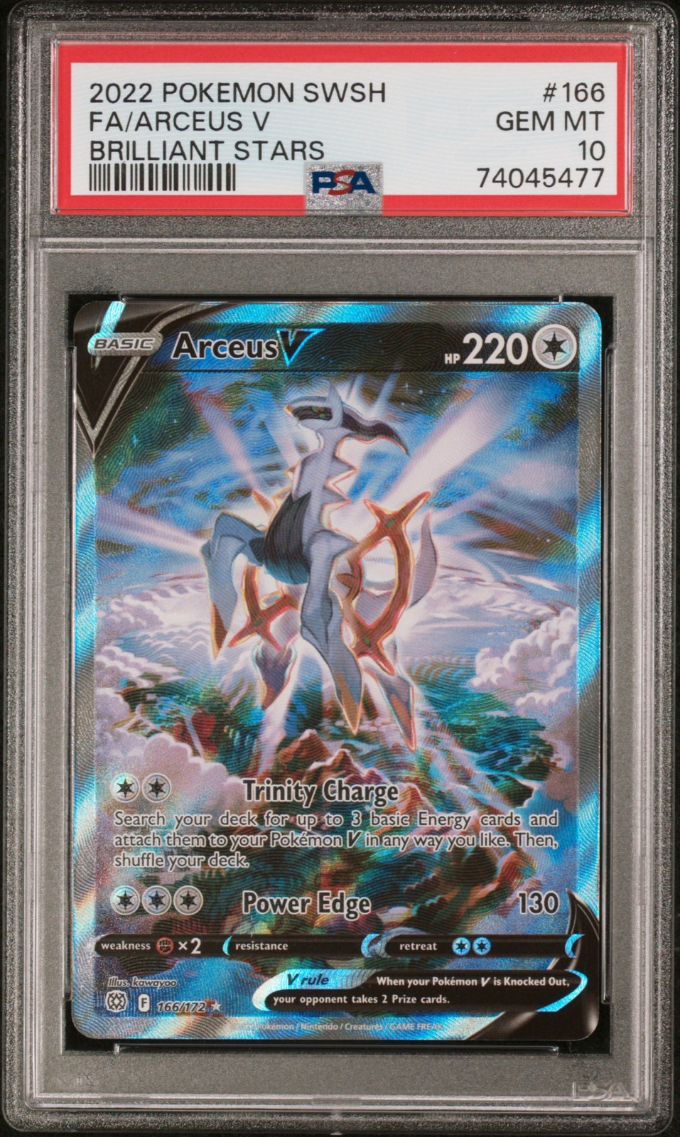 2022 Pokemon Sword & Shield Brilliant Stars Full Art/Arceus V 166