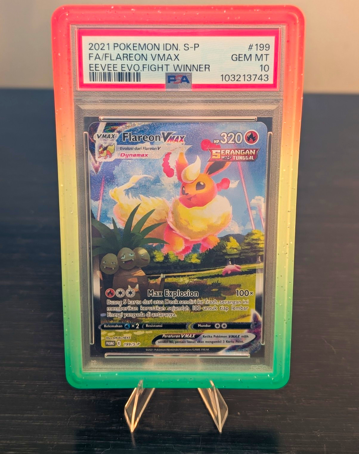 2021 Pokemon Indonesian S Promo Full Art/Flareon Vmax Eevee Evolutions Fight Winner Prize 199