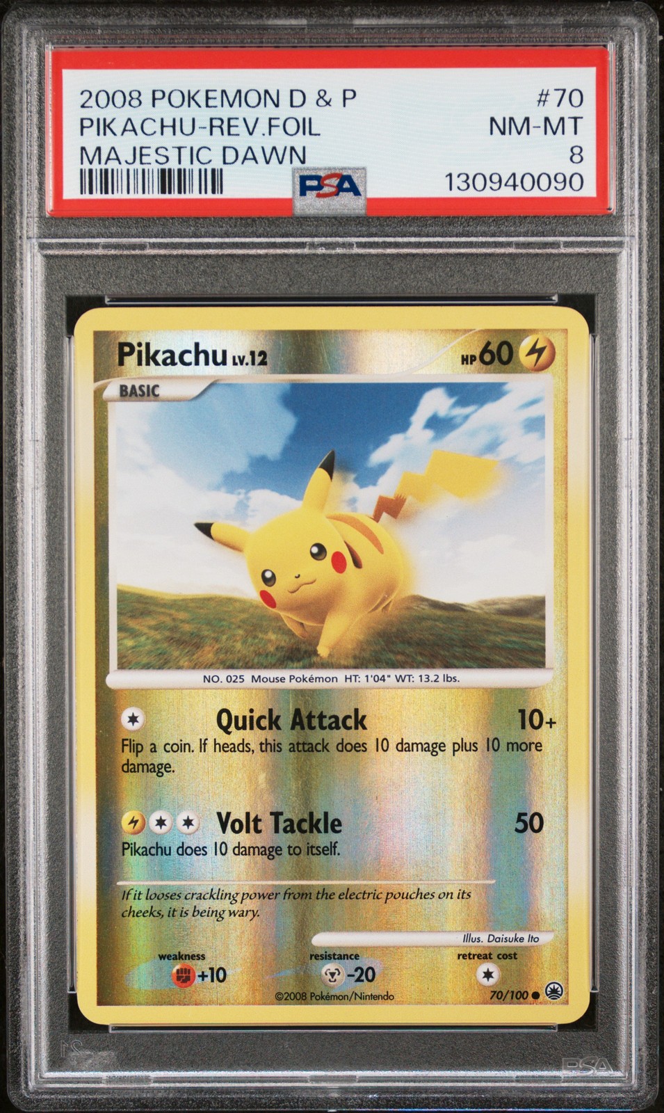 2008 Pokemon Diamond & Pearl Majestic Dawn Pikachu-Reverse Foil 70