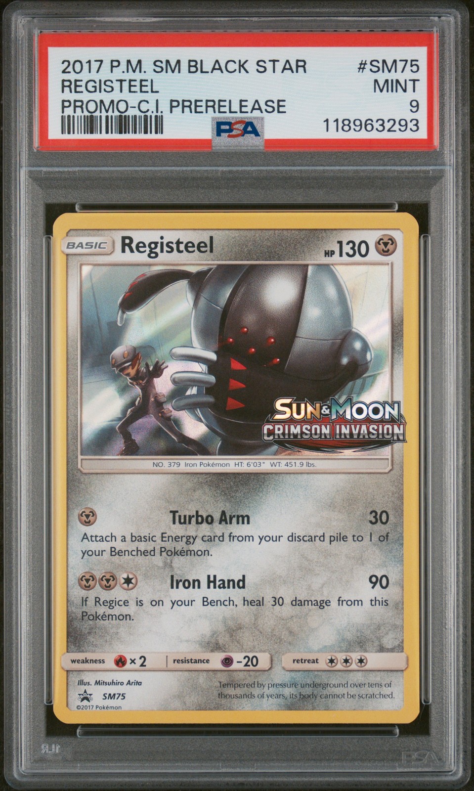 2017 Pokemon SM Black Star Promo Registeel Crimson Invasion Prerelease SM75