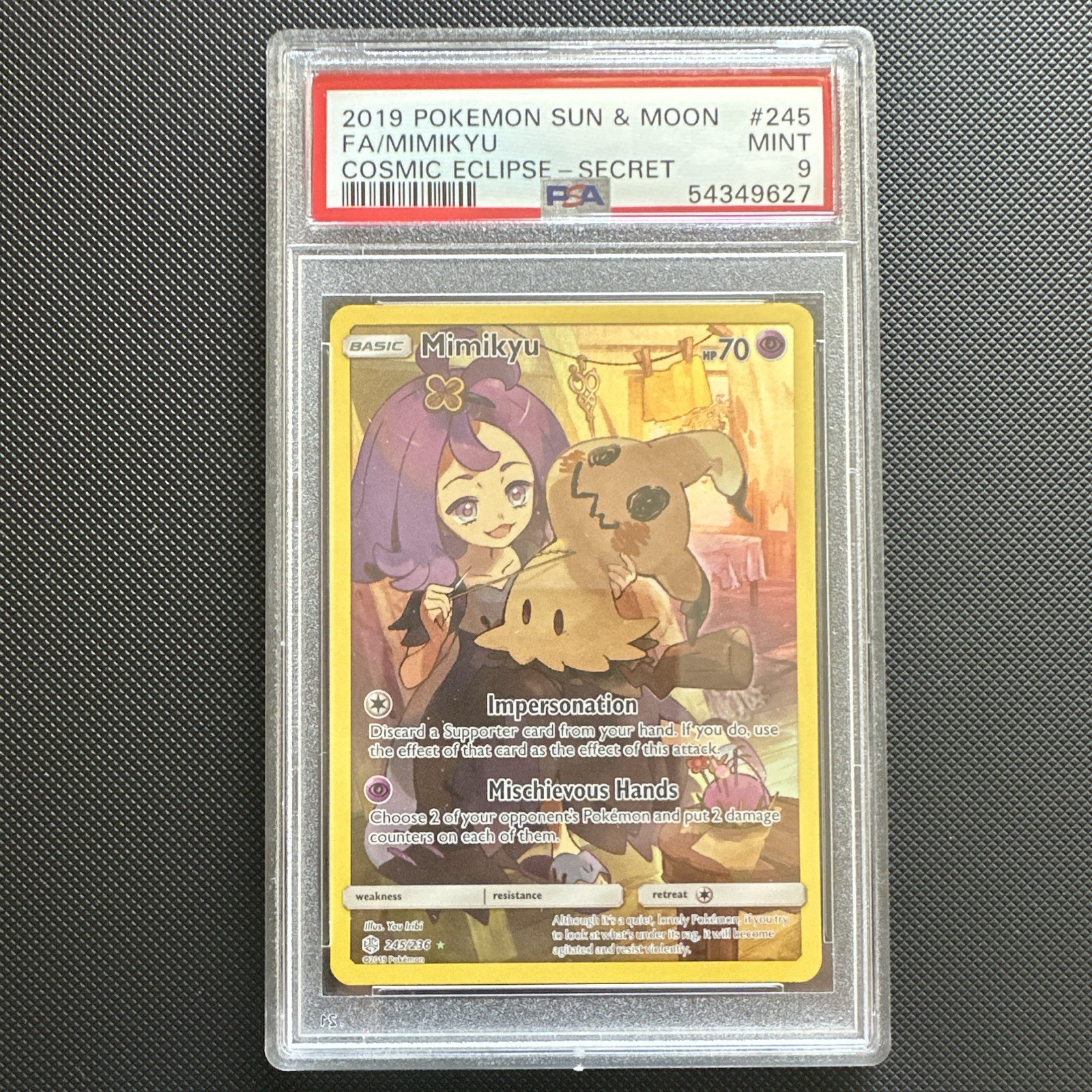 2019 Pokemon Sun & Moon Cosmic Eclipse Full Art/Mimikyu Secret 245