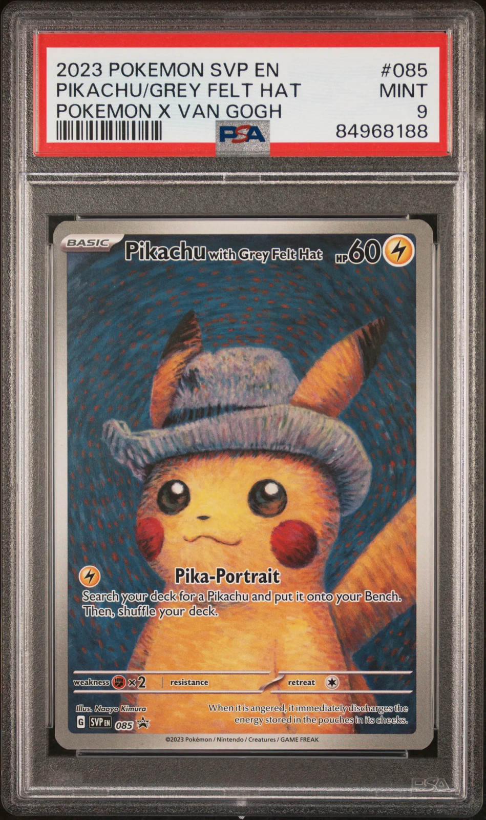 2023 Pokemon Svp EN-SV Black Star Promo Pikachu With Grey Felt Hat Pokemon X Van Gogh 085
