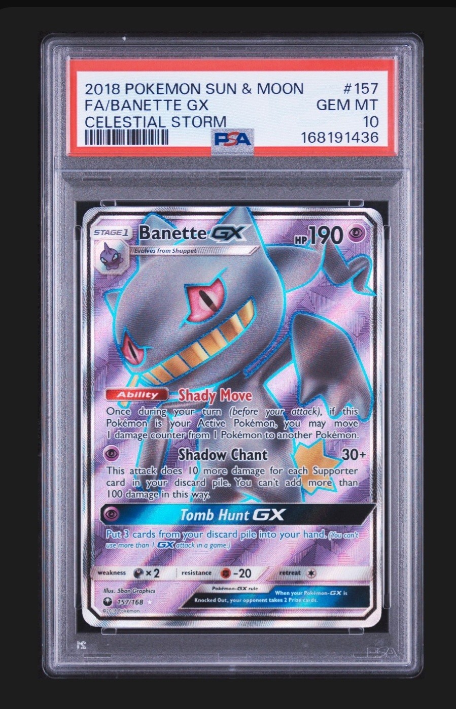 2018 Pokemon Sun & Moon Celestial Storm Full Art/Banette GX 157