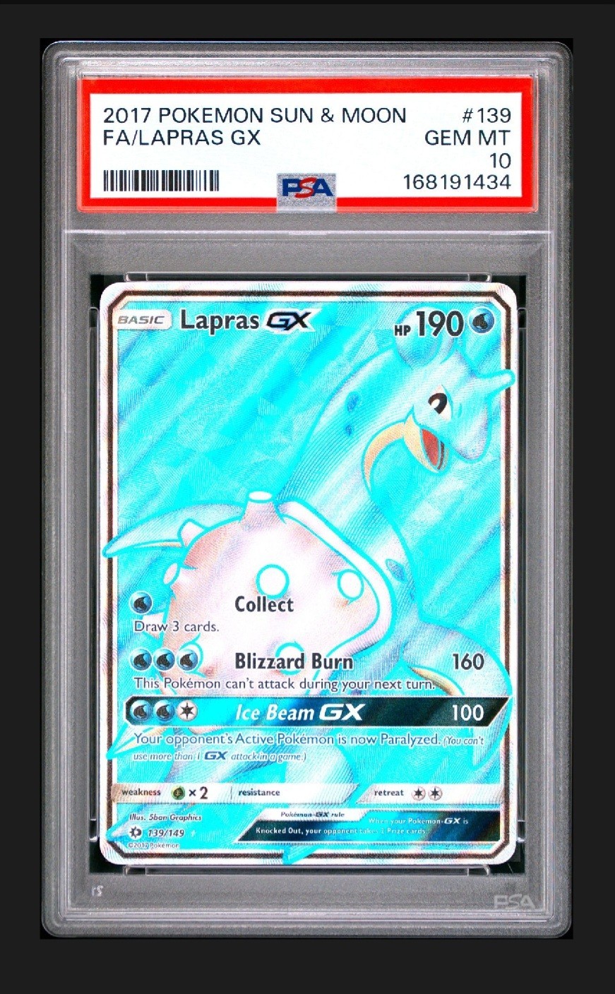 2017 Pokemon Sun & Moon Full Art/Lapras GX 139