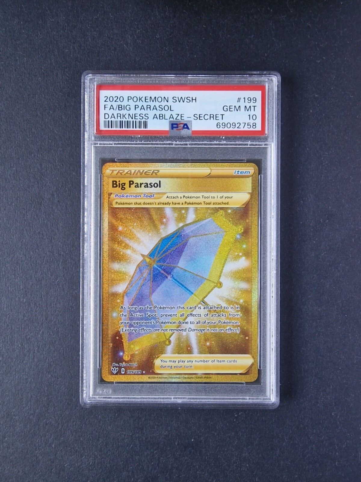 2020 Pokemon Sword & Shield Darkness Ablaze Full Art/Big Parasol Secret 199