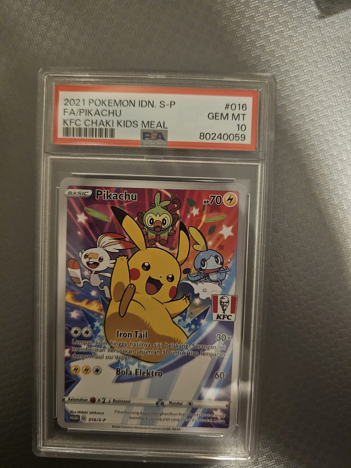 2021 Pokemon Indonesian S Promo Full Art/Pikachu Kfc Chaki Kids Meal  016