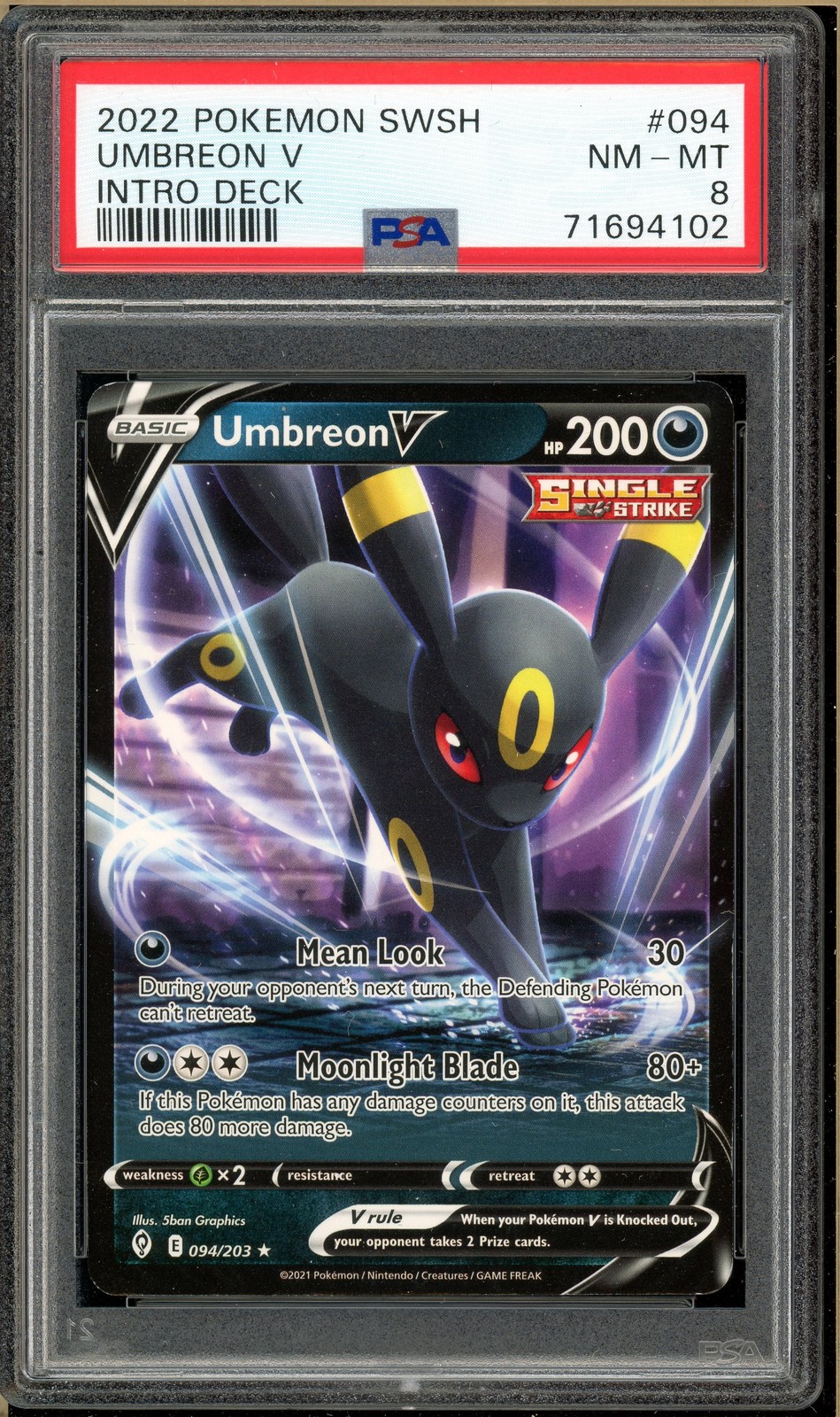 2022 Pokemon Sword & Shield Intro Deck Umbreon V 094