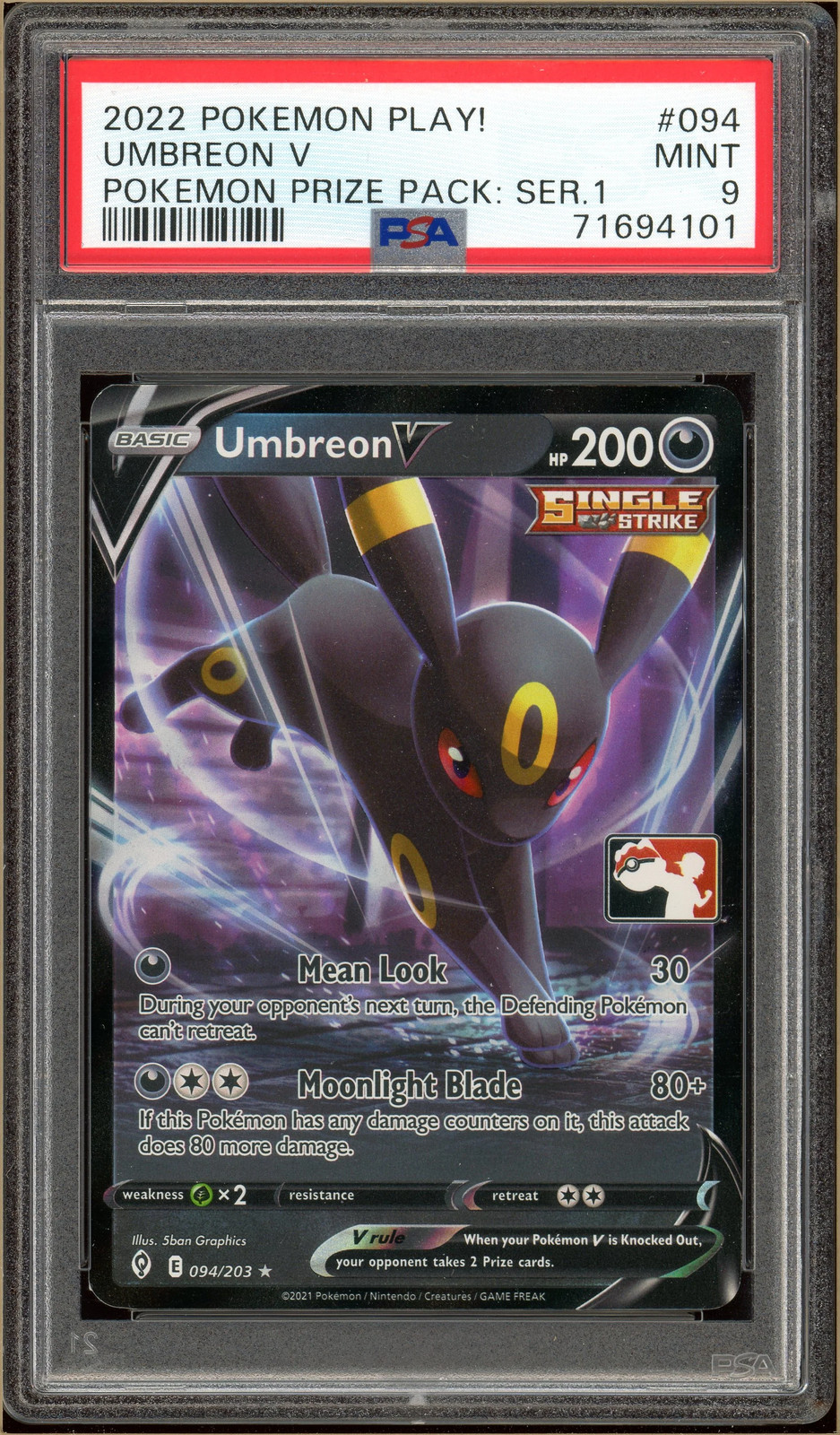 2022-2023 Pokemon Play! Pokemon Prize Pack Umbreon V 094