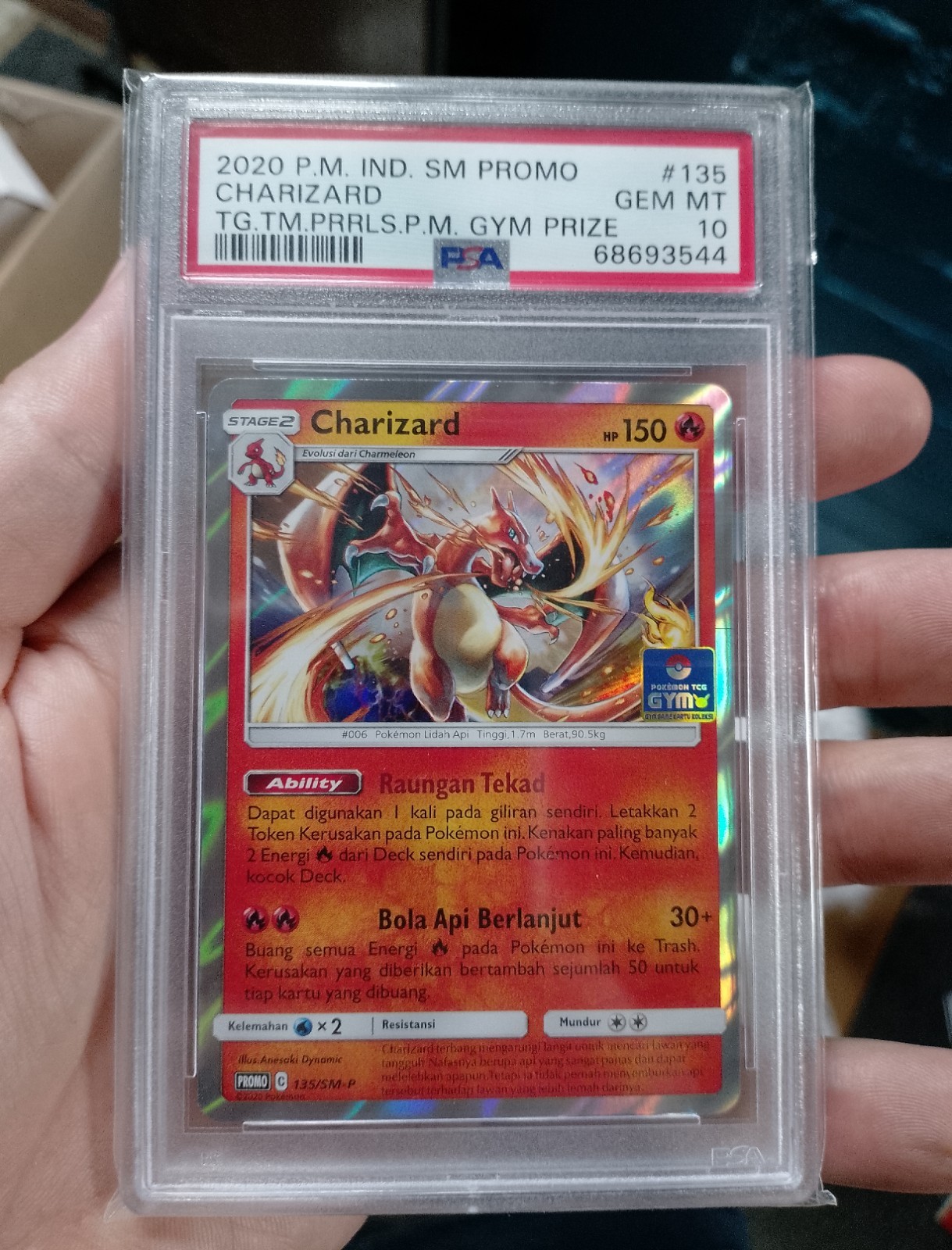 2020 Pokemon Indonesian SM Promo Charizard Tag Team Prerelease Pokemon Gym Prize 135