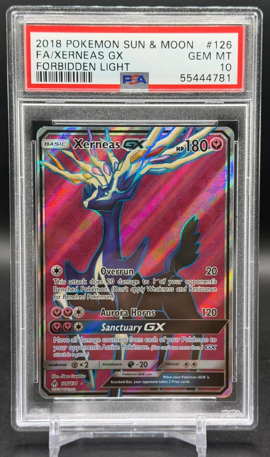 2018 Pokemon Sun & Moon Forbidden Light Full Art/Xerneas GX 126