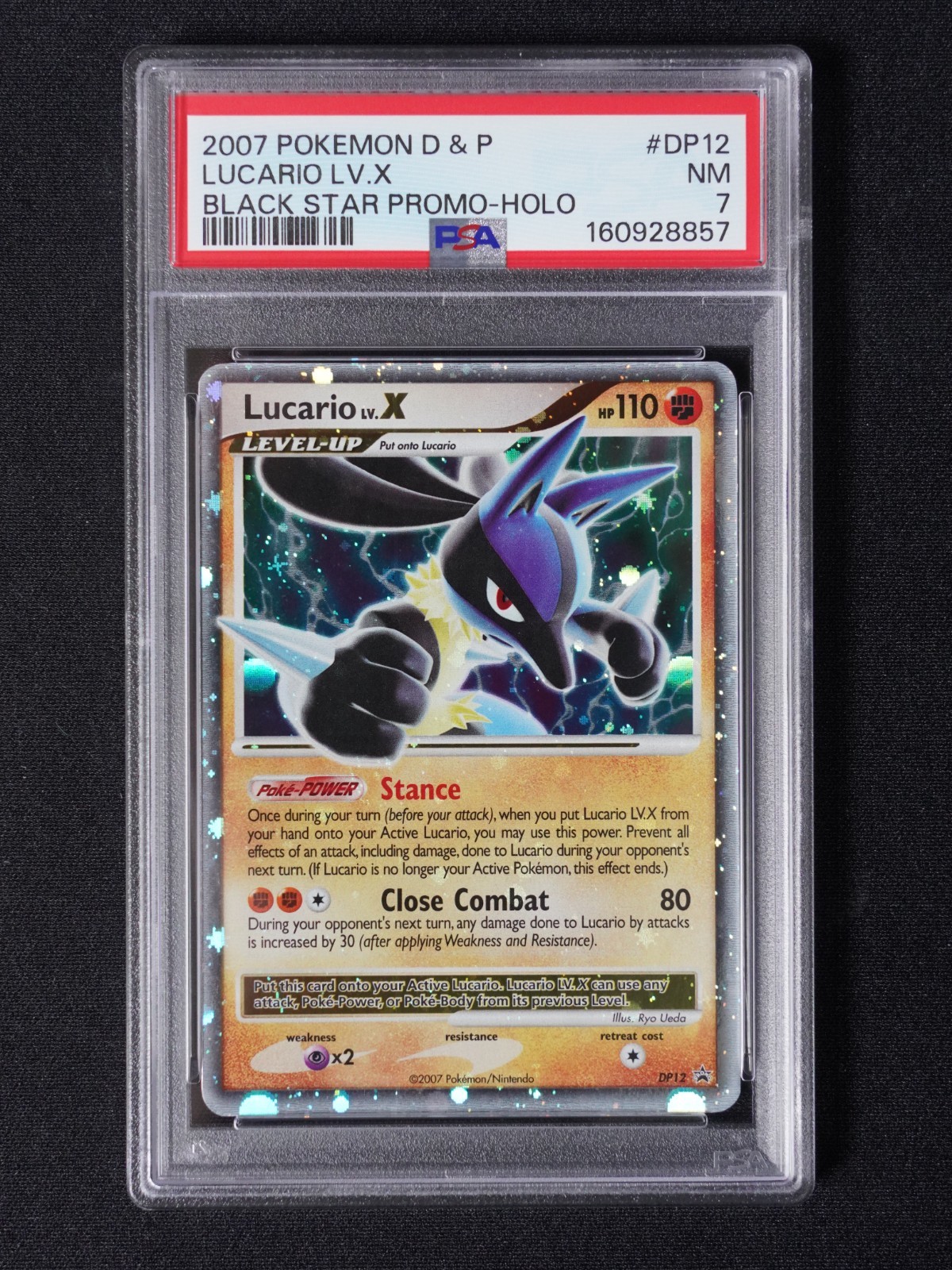 2007 Pokemon Diamond & Pearl Black Star Promo Lucario LV.X Holo DP12
