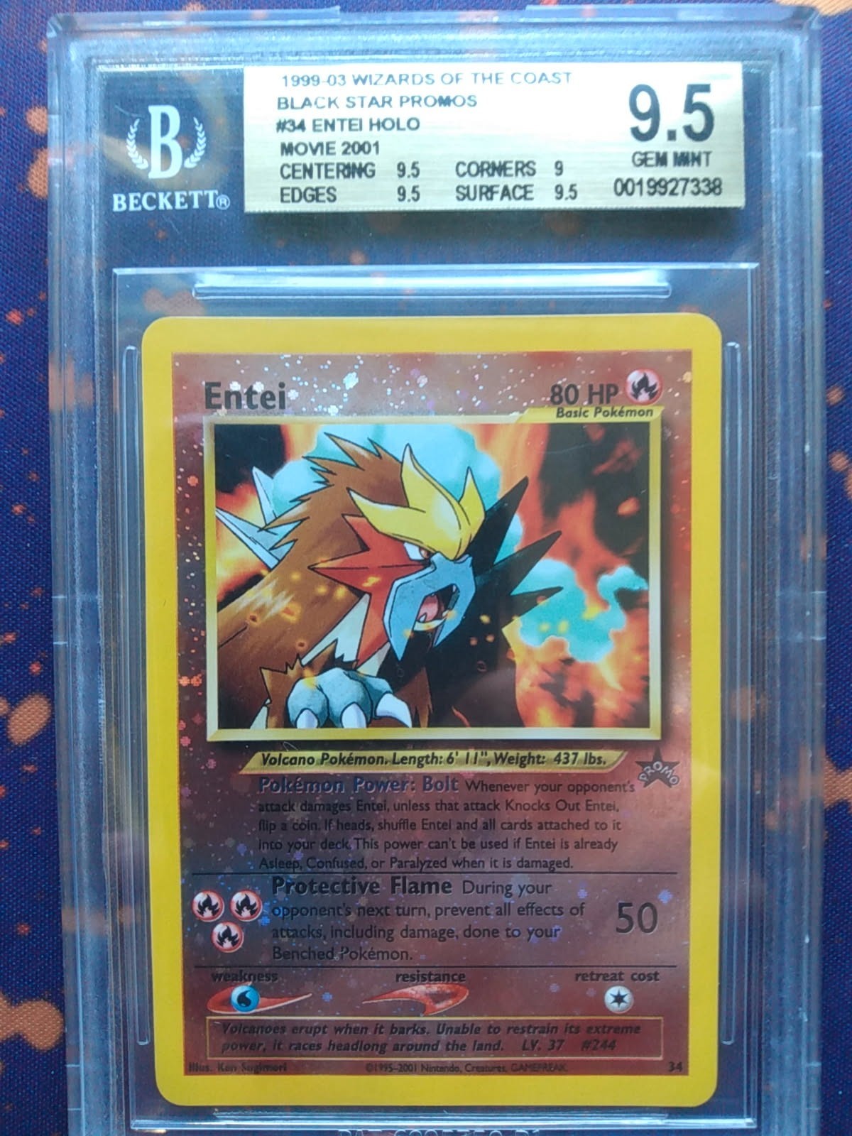 1999 Pokemon Wizards of the Coast Black Star Promos Entei HOLO (Movie 2001) 34