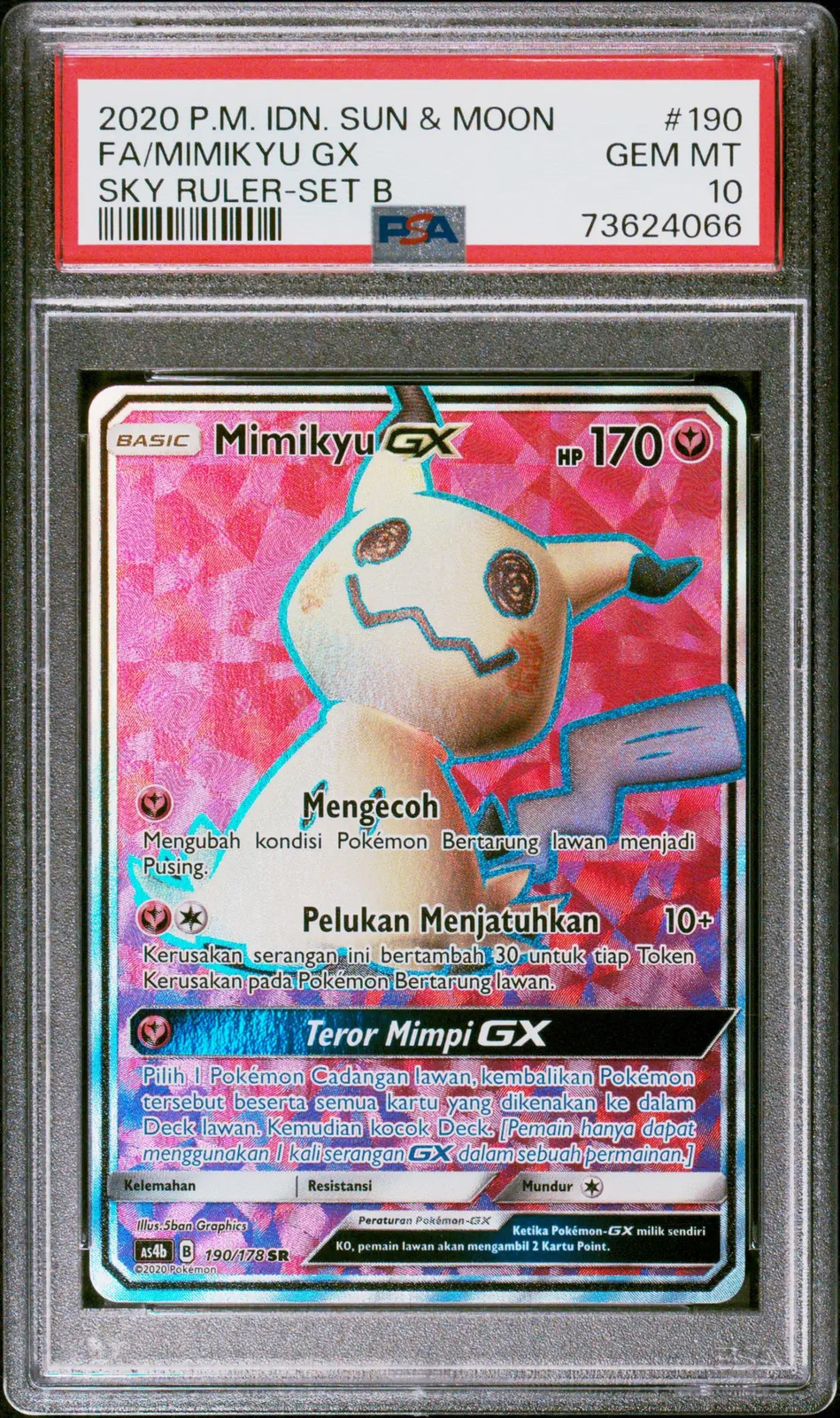 2020 Pokemon Indonesian Sun & Moon Sky Ruler Full Art/Mimikyu GX Set B 190