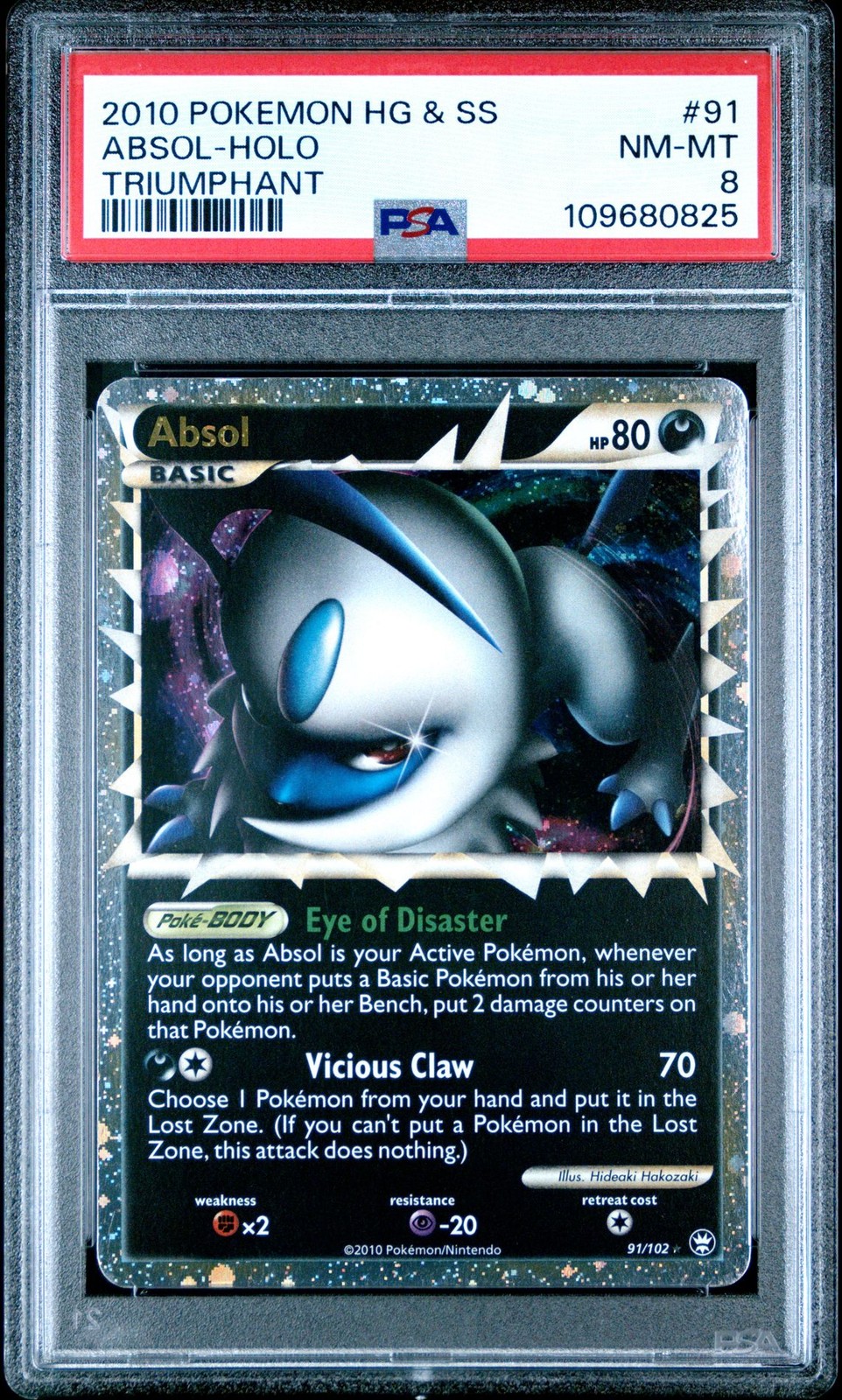2010 Pokemon Heartgold & Soulsilver Triumphant Absol-Holo 91