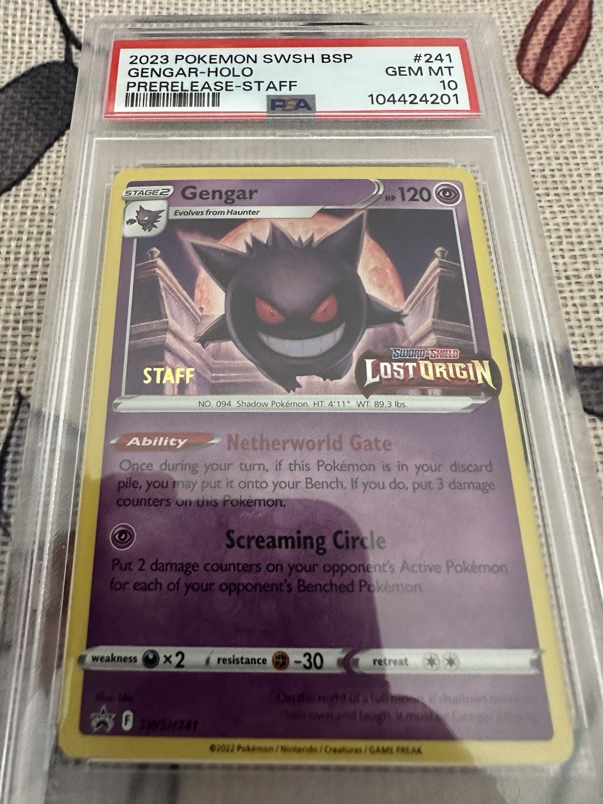 2023 Pokemon Swsh Black Star Promo Gengar-Holo Prerelease-Staff 241