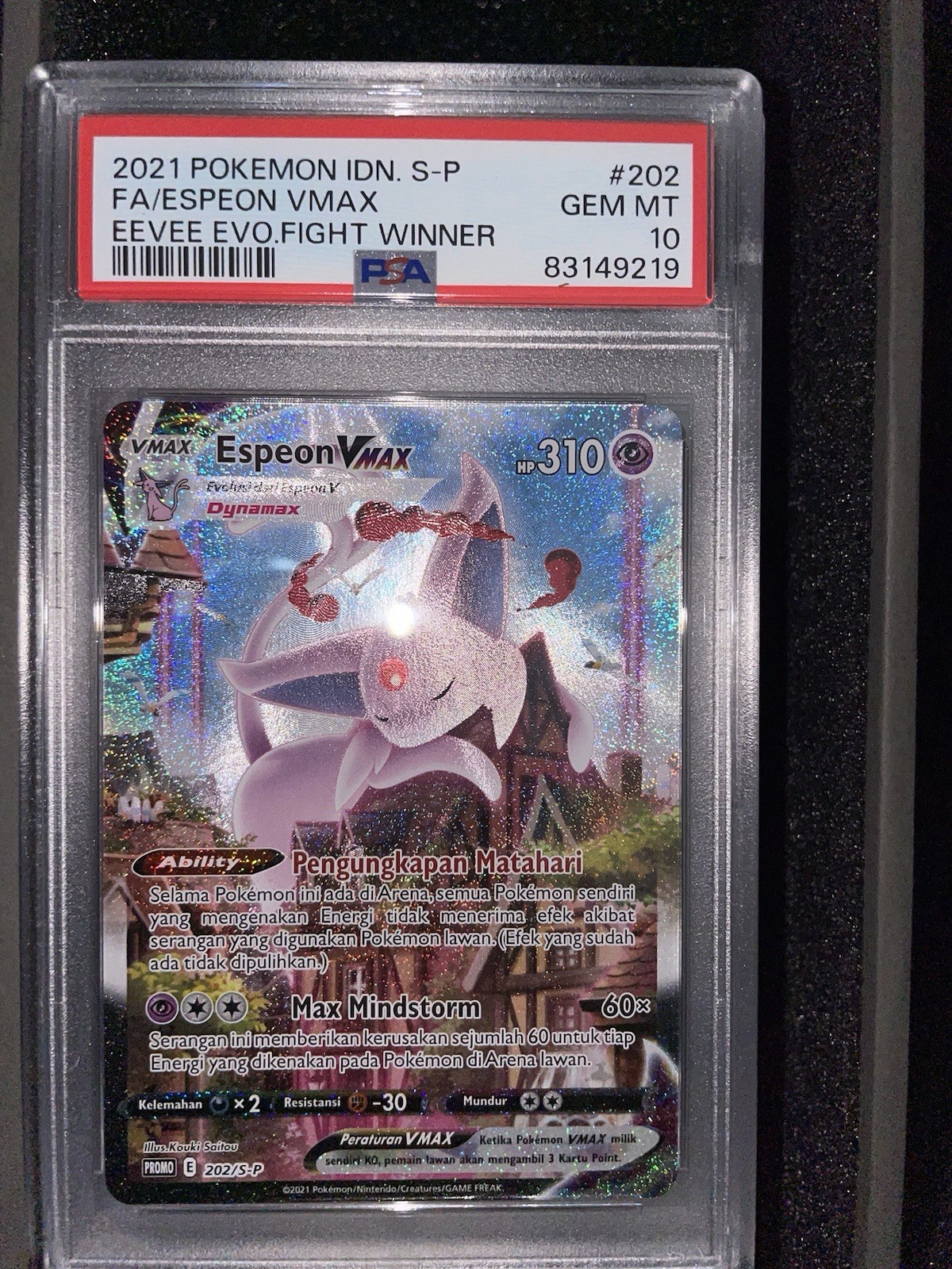 2021 Pokemon Indonesian S Promo Full Art/Espeon Vmax Eevee Evolutions Fight Winner Prize 202