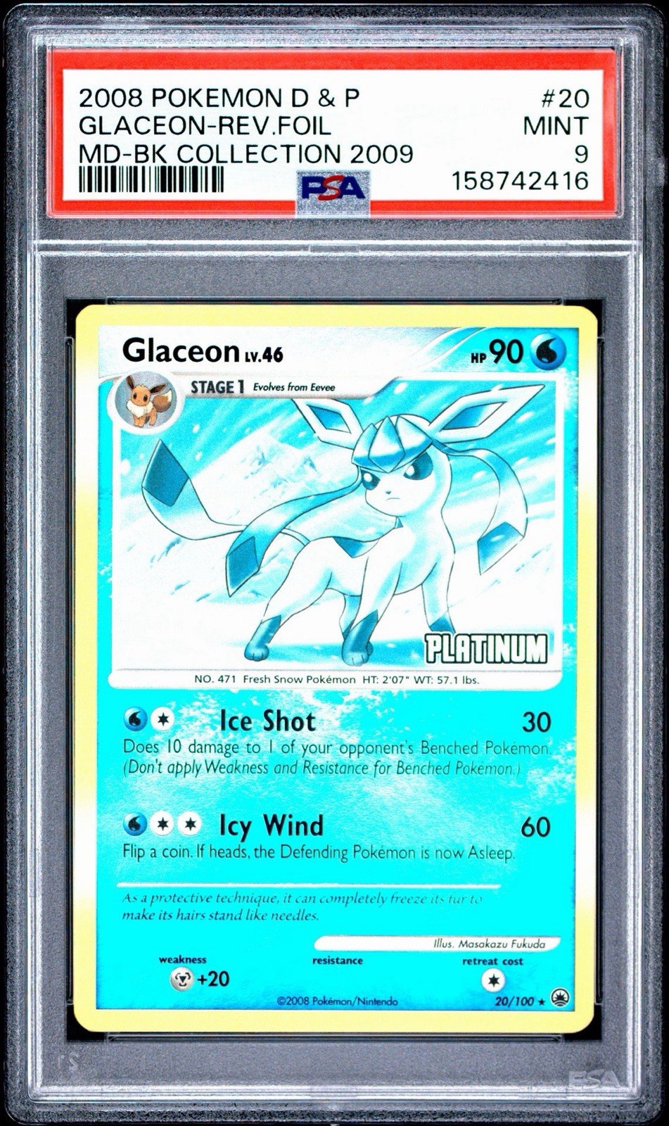 2008 Pokemon Diamond & Pearl Majestic Dawn Glaceon-Reverse Foil Burger King Collection 2009 20