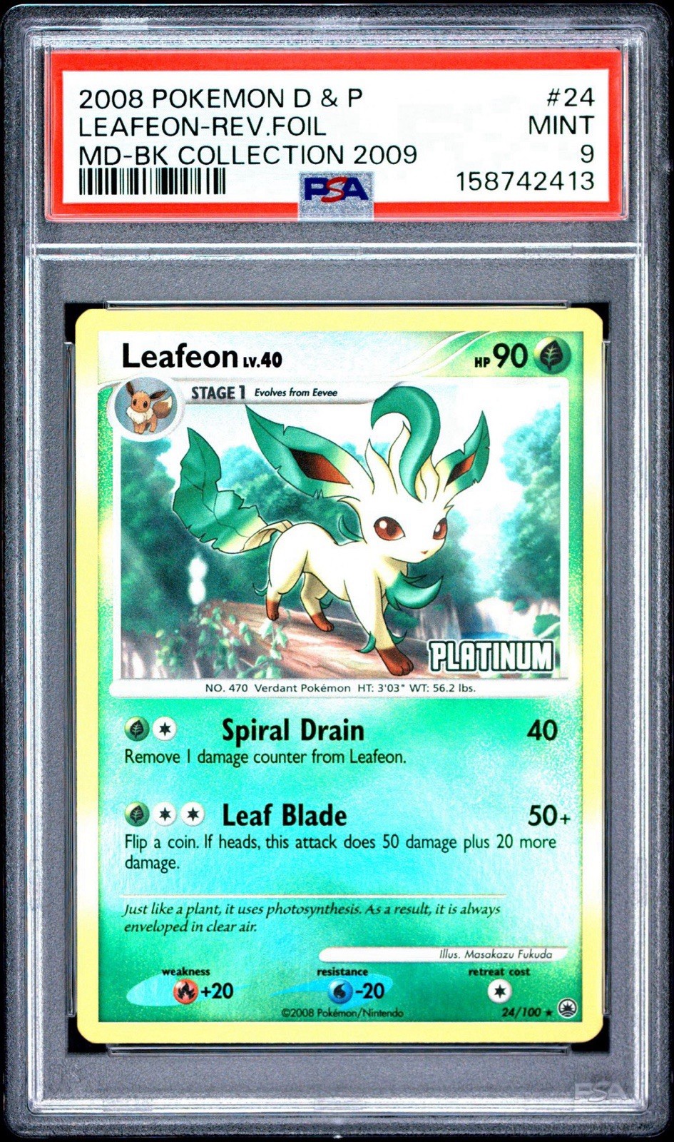 2008 Pokemon Diamond & Pearl Majestic Dawn Leafeon-Reverse Foil Burger King Collection 2009 24