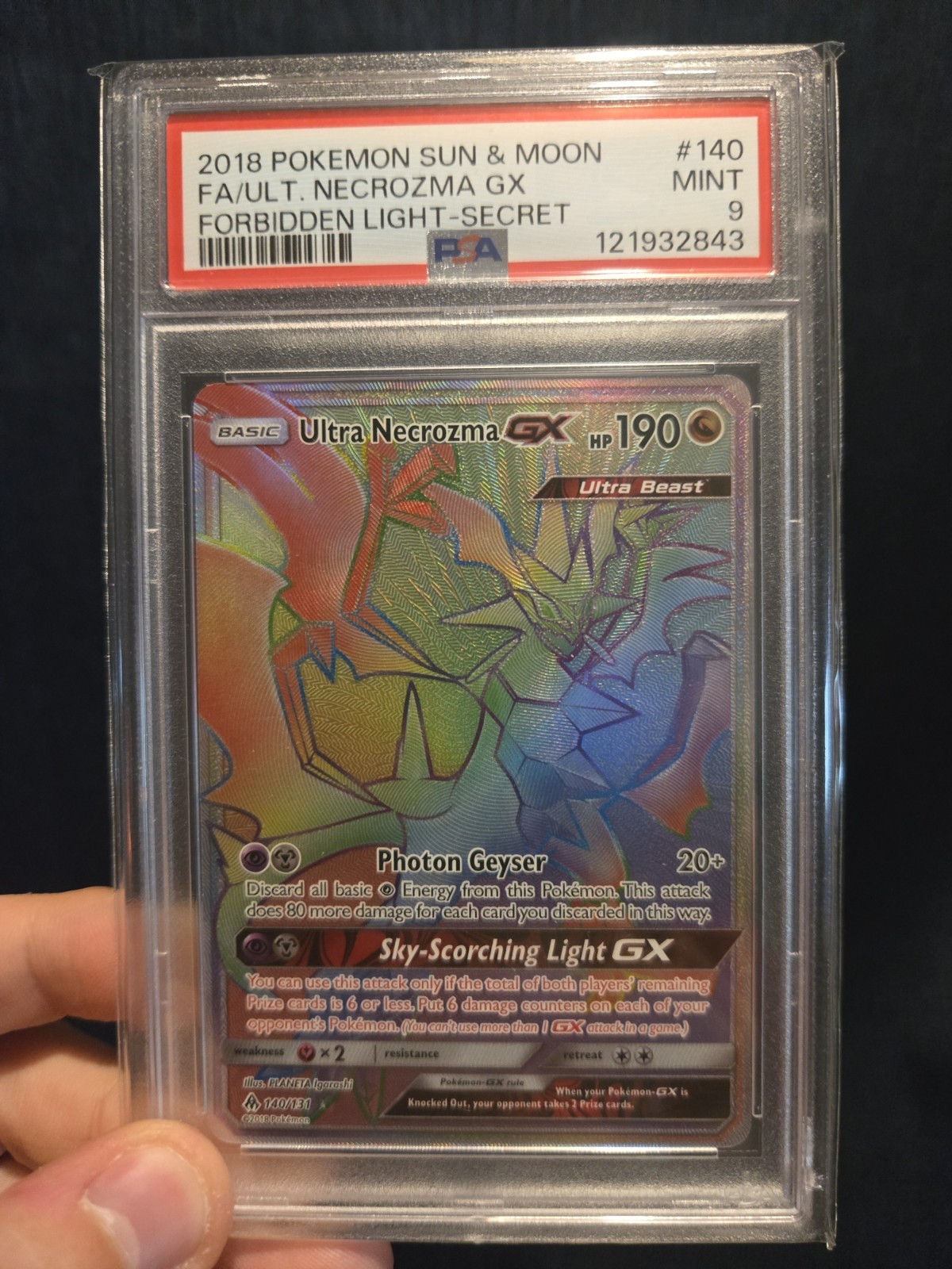 2018 Pokemon Sun & Moon Forbidden Light Full Art/Ultra Necrozma GX Secret 140