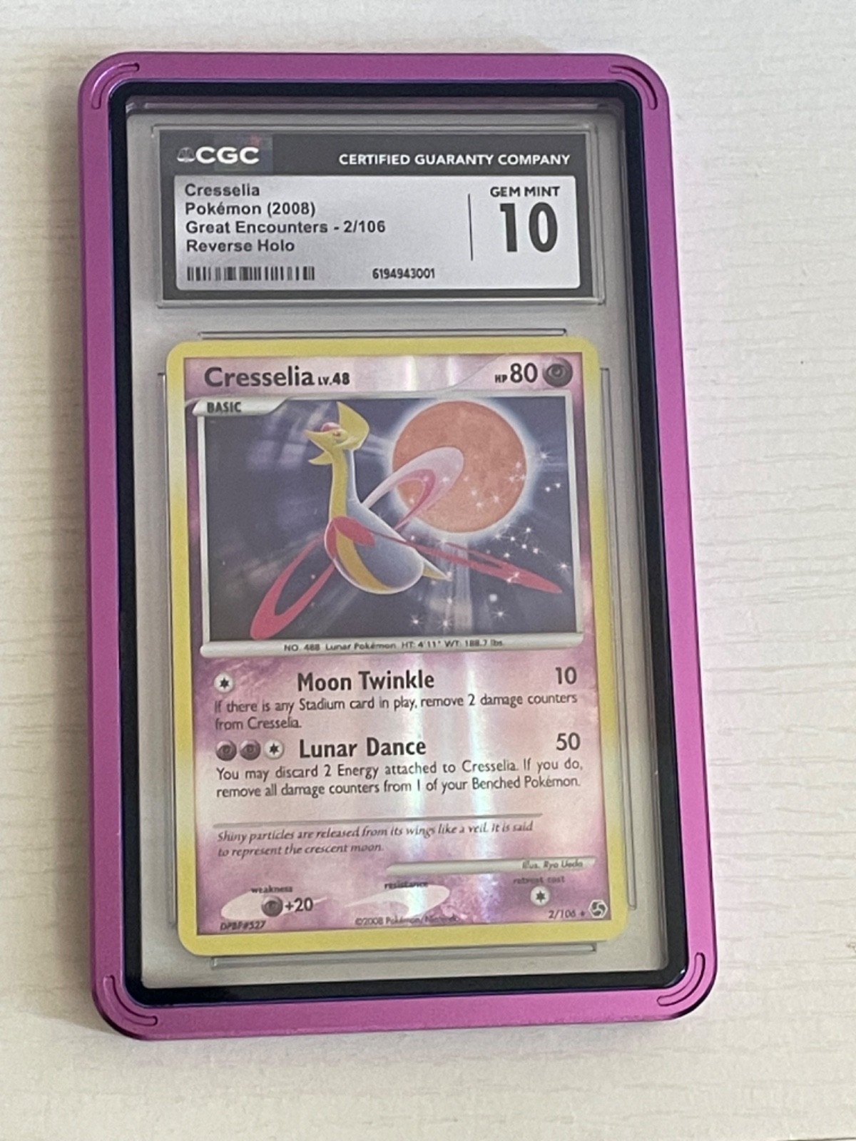 2008 Great Encounters - English Cresselia Rare Reverse Holo 2/106