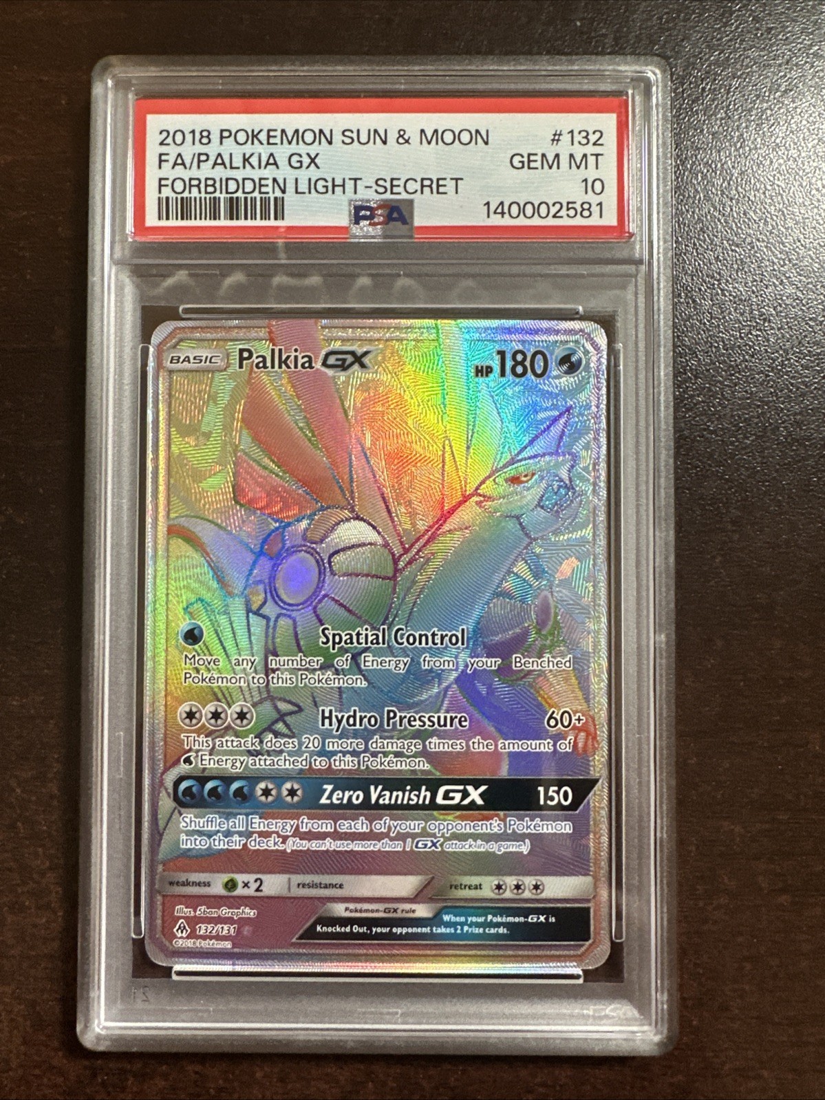 2018 Pokemon Sun & Moon Forbidden Light Full Art/Palkia GX Secret 132