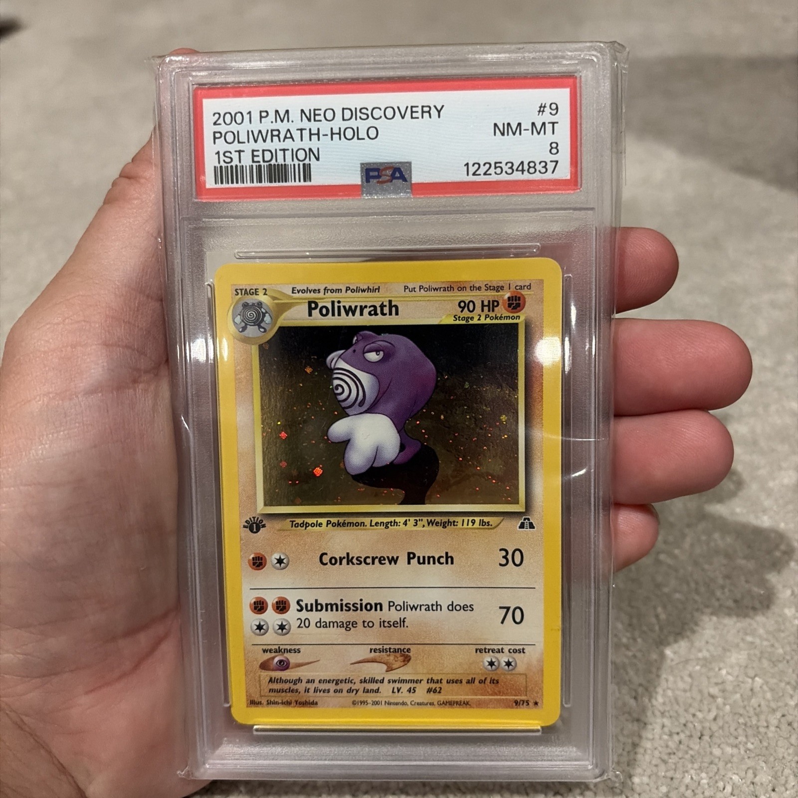 2001 Pokemon Neo Discovery Poliwrath-Holo 1st Edition 9