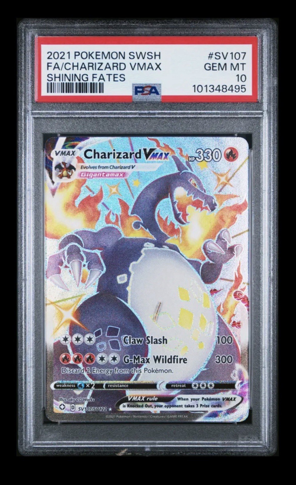 2021 Pokemon Sword & Shield Shining Fates Full Art/Charizard Vmax SV107