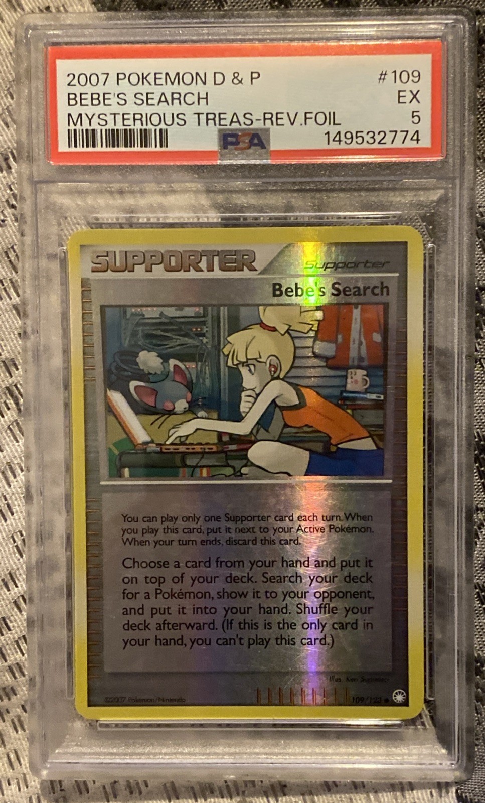 2007 Pokemon Diamond & Pearl Mysterious Treasures Bebe's Search-Reverse Foil 109
