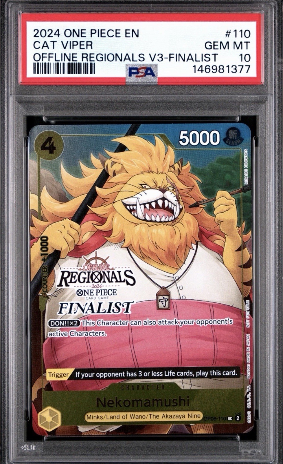 2024 One Piece Offline Regionals Pack 2024 Vol.3 Cat Viper Finalist 110