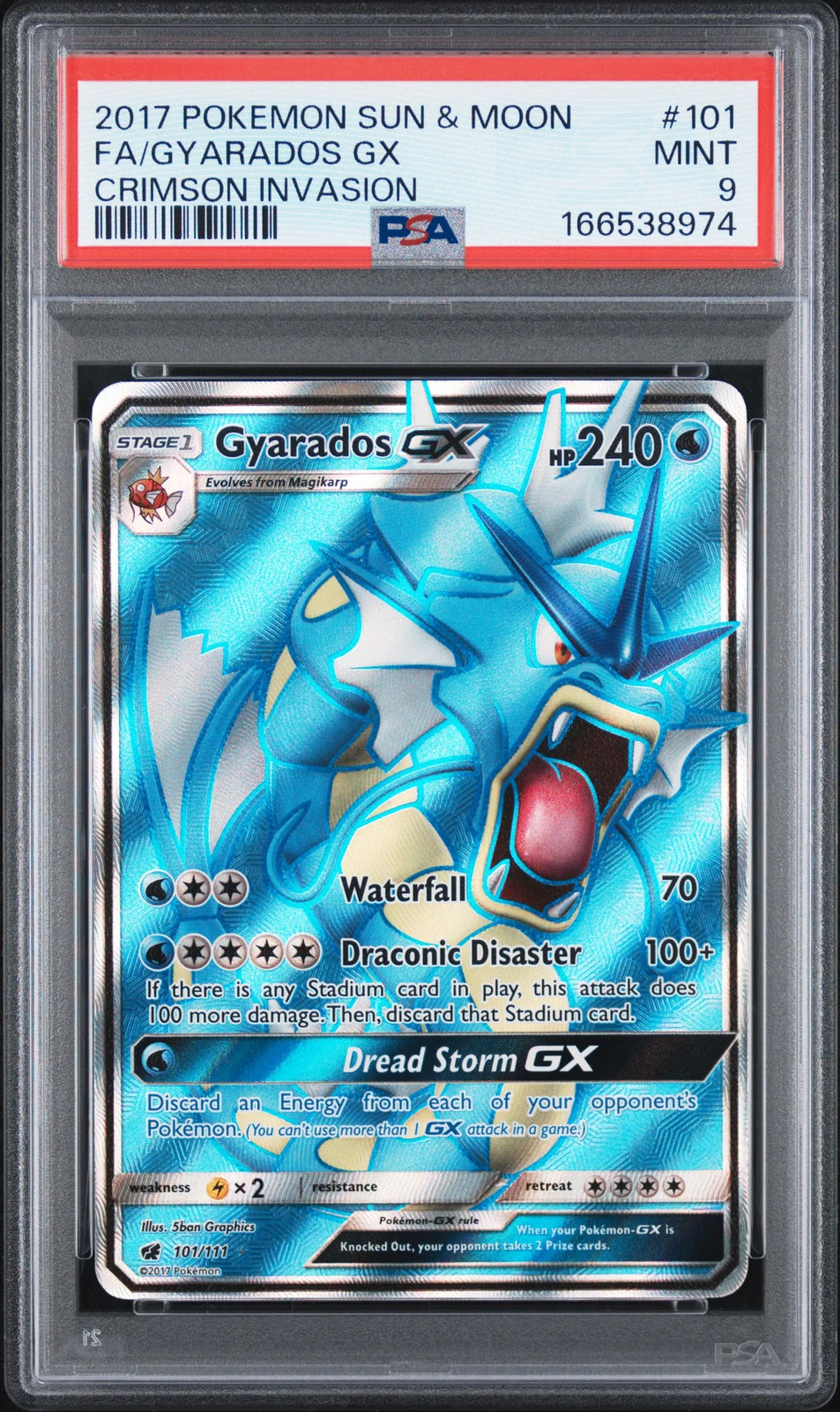 2017 Pokemon Sun & Moon Crimson Invasion Full Art/Gyarados GX 101