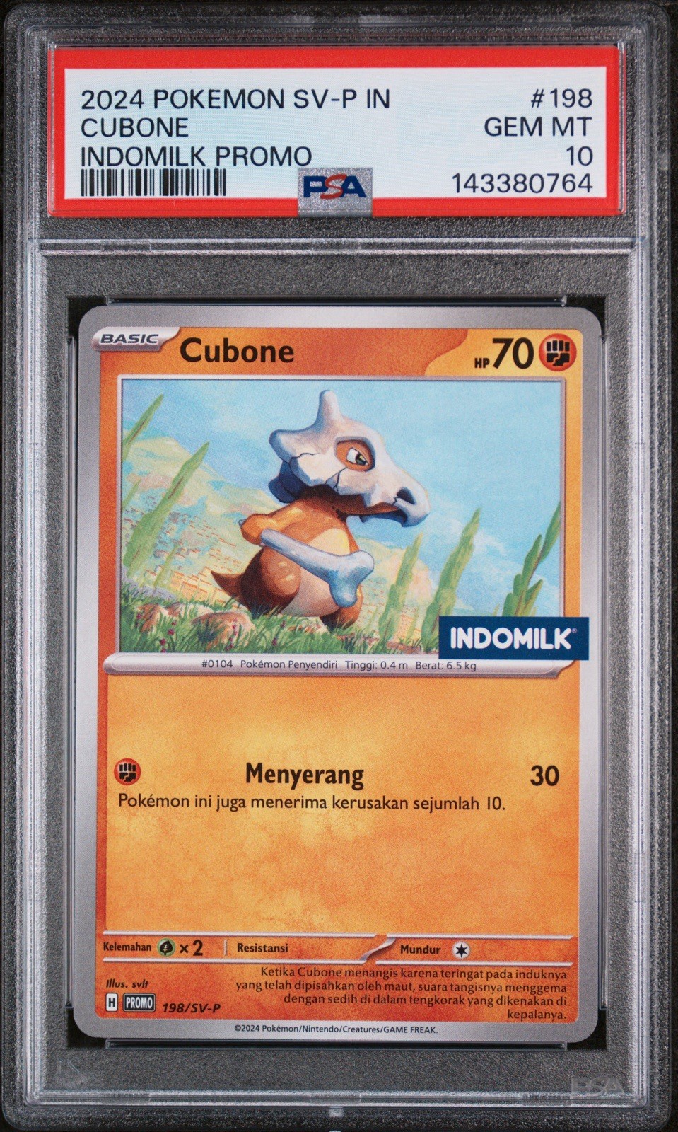 2024 Pokemon Indonesian SV-P Promo Cubone Indomilk Promo 198
