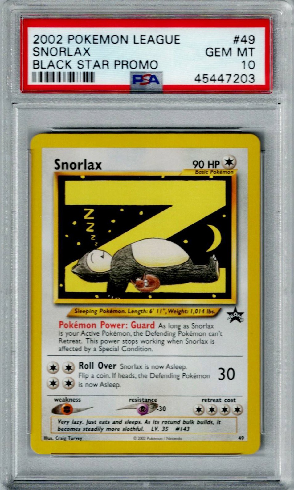 2002 Pokemon League Promo Black Star Snorlax 49